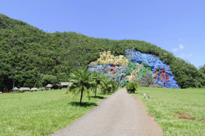 The mural of prehistory on the wall of a mogote, a hill in the Vinales Valley in Cuba - 6 August 2015.